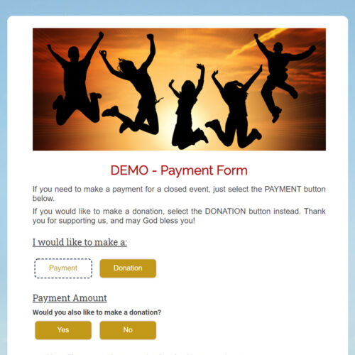 Payment Form featuring Designations and Styling Selections